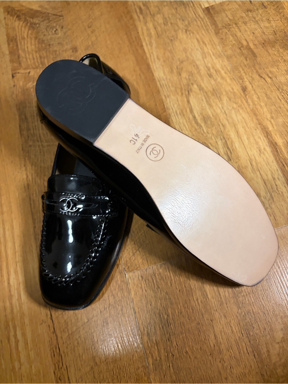 CHANEL Women's Black Patent Loafers